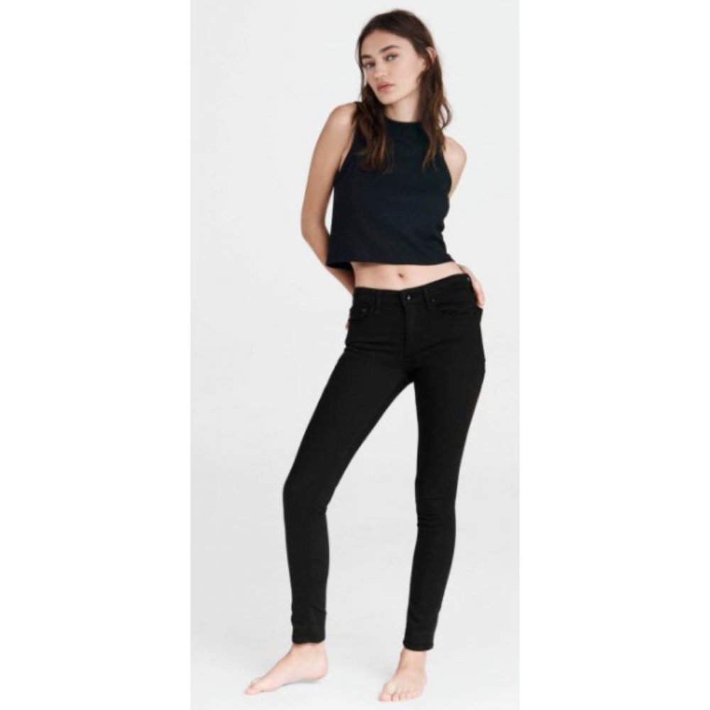 Rag & Bone "Cate " Black Denim Mid-Rise Skinny Jeans, Size 26 NWT